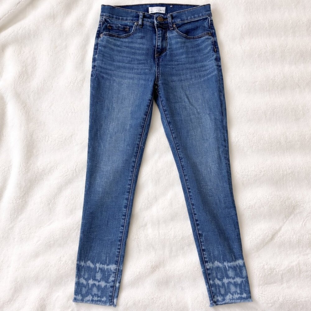 LOFT Slim Pocket Skinny Jeans Size 25/0 Frayed Hem Bleach Tie Dye Ankle Detail